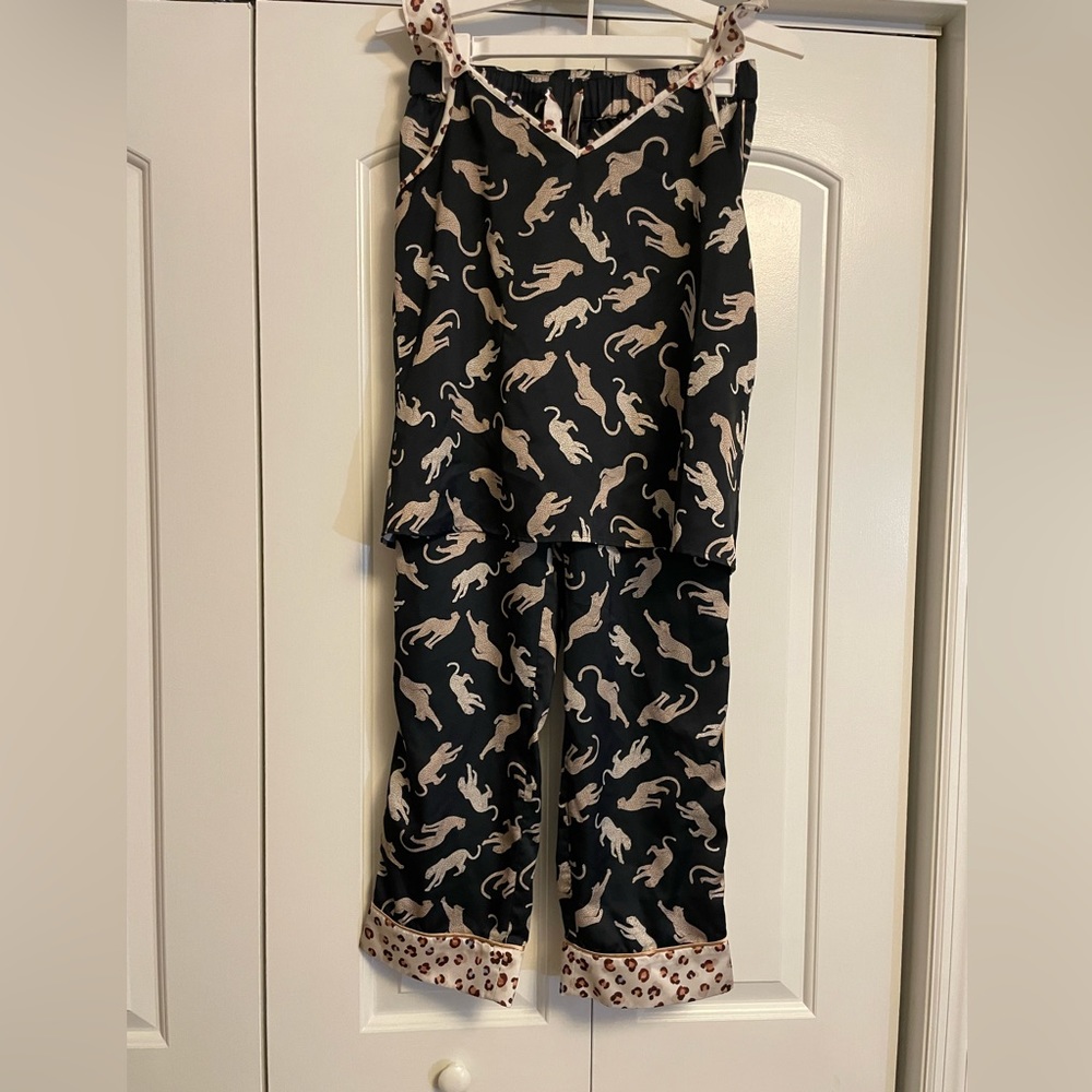 Ann Taylor sleep leopard two piece pajama set.